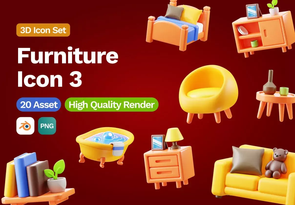 20 Perfect 3D Furniture Icon