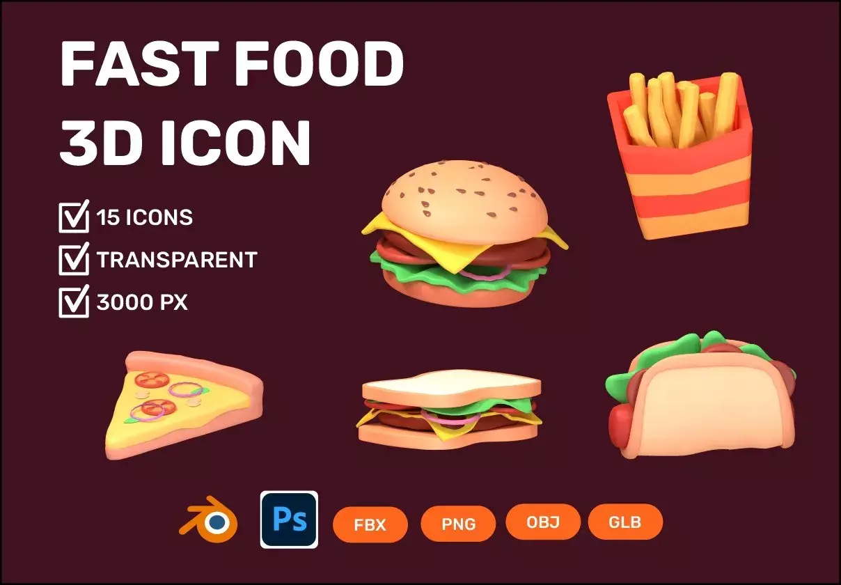 3D FAST FOOD ICON ILLUSTRATION