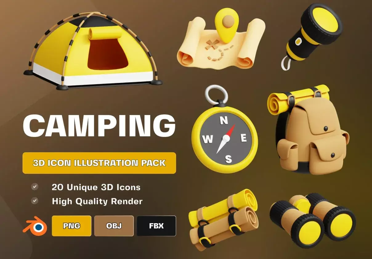 Camping 3D Icon Pack