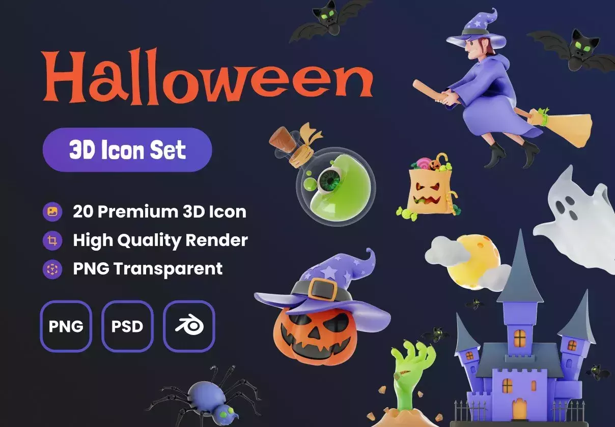 Halloween 3d Ilustration and Icon