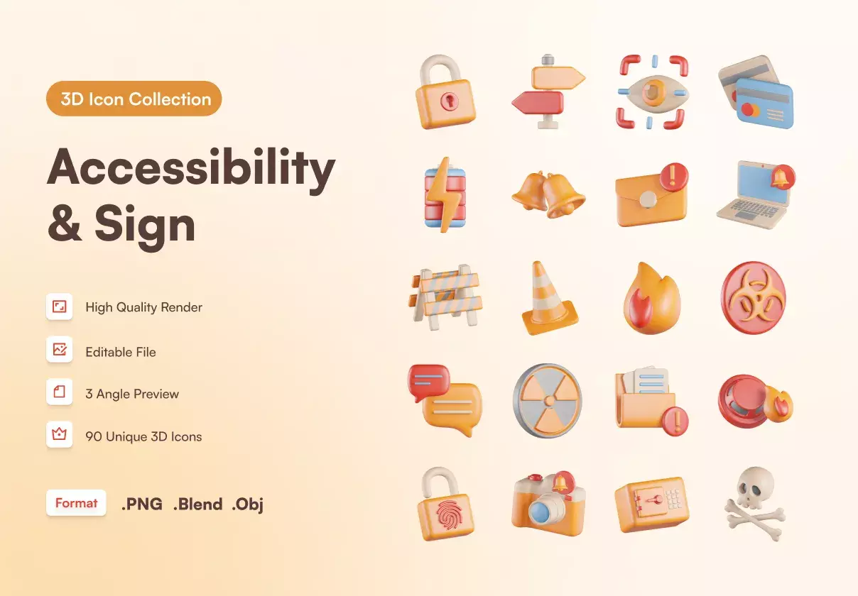 Accessibility and Sign 3D Icon