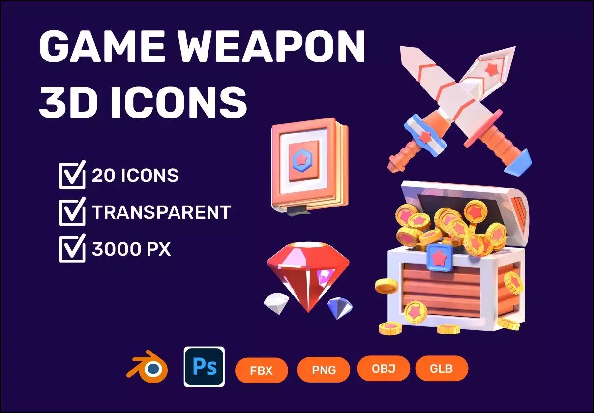 Game Weapon 3D Illustration