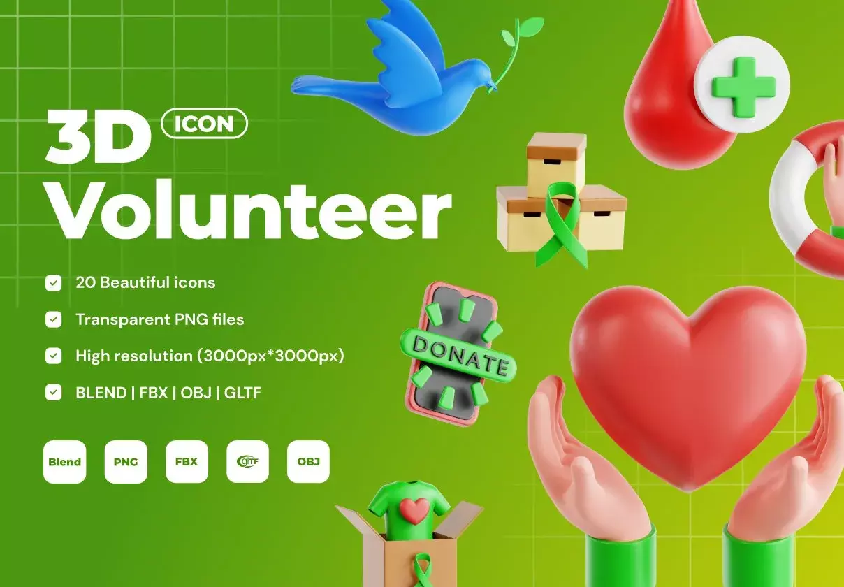 Volunteer 3D Icon Set