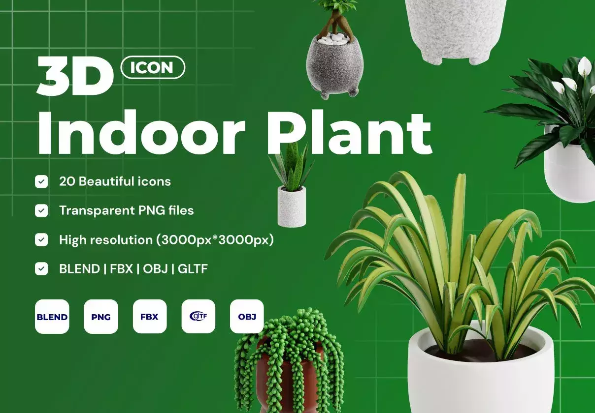 Indoor Plant 3D Icon Set