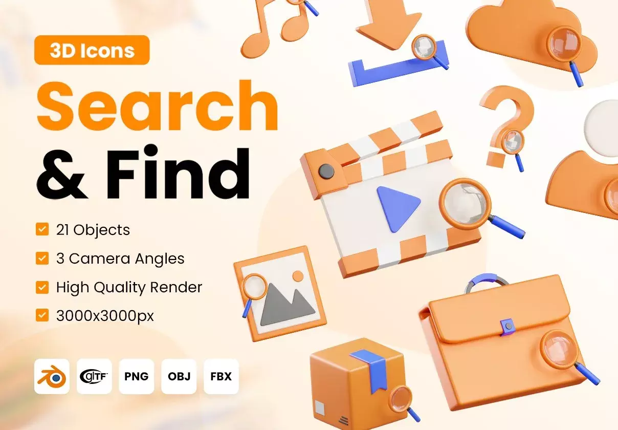 Search & Find 3D Icon