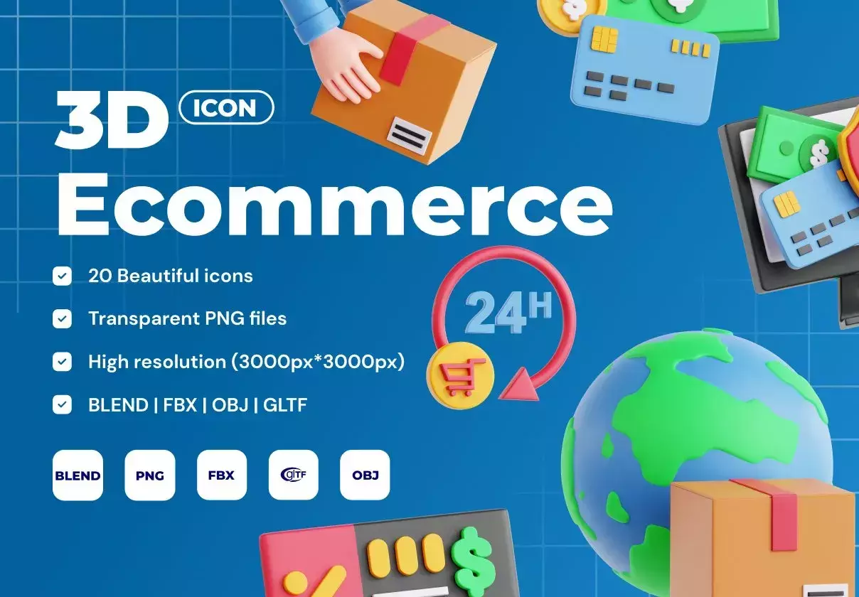 Ecommerce 3D Icon Set