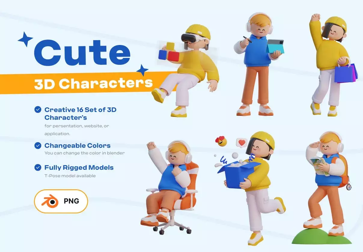 Cute 3D characters