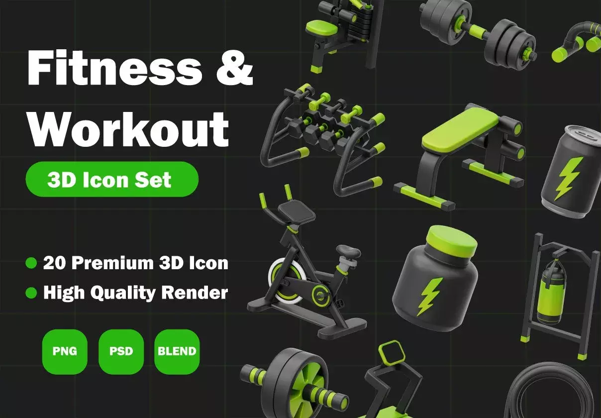 Fitness & Workout Equipment 3D Icon