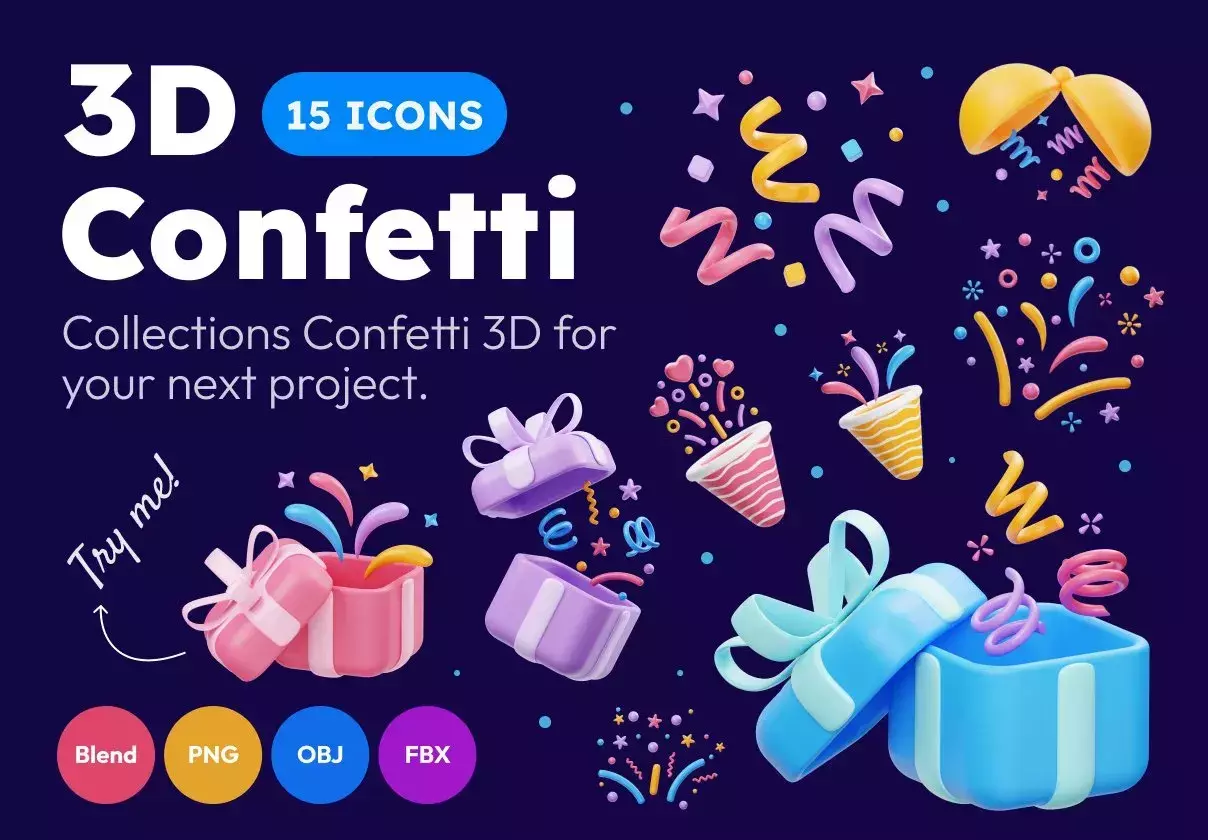 Confetti 3D Icon