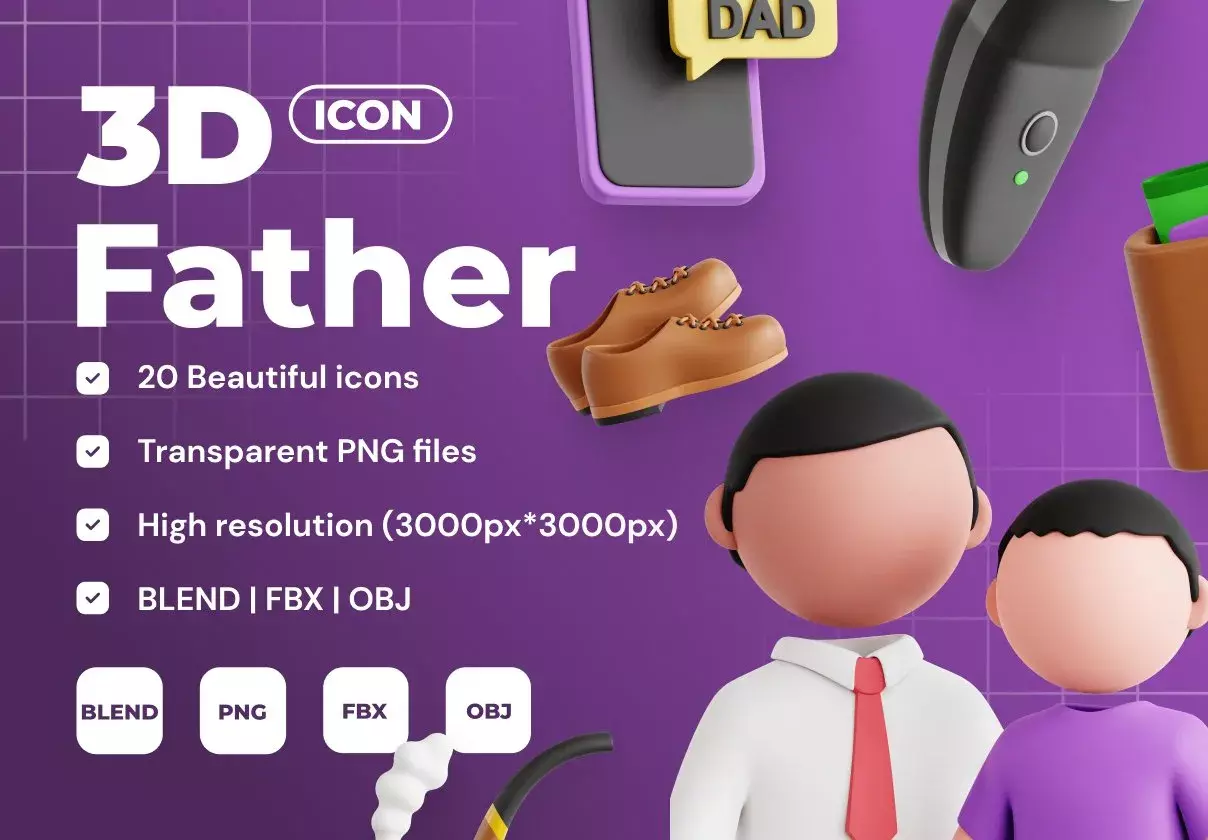 Father 3D Icon Set