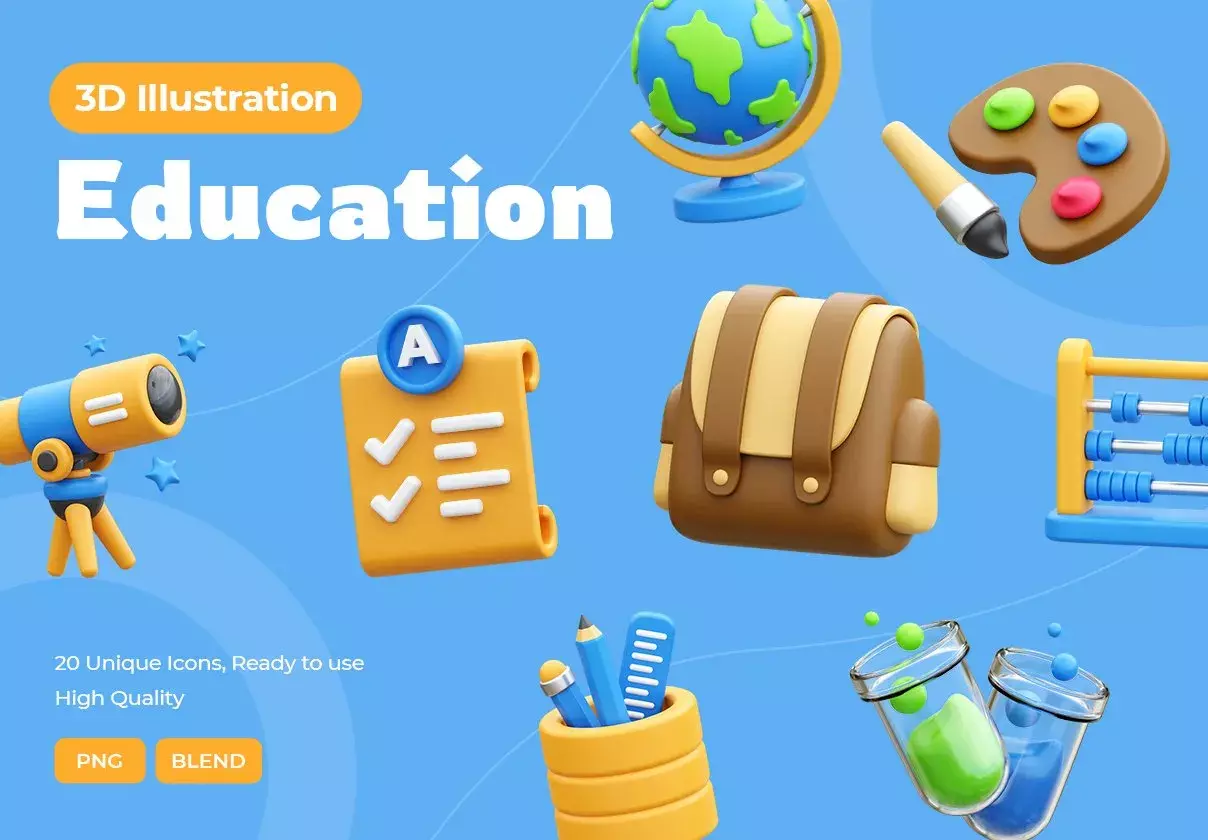 Education 3D Illustration Pack