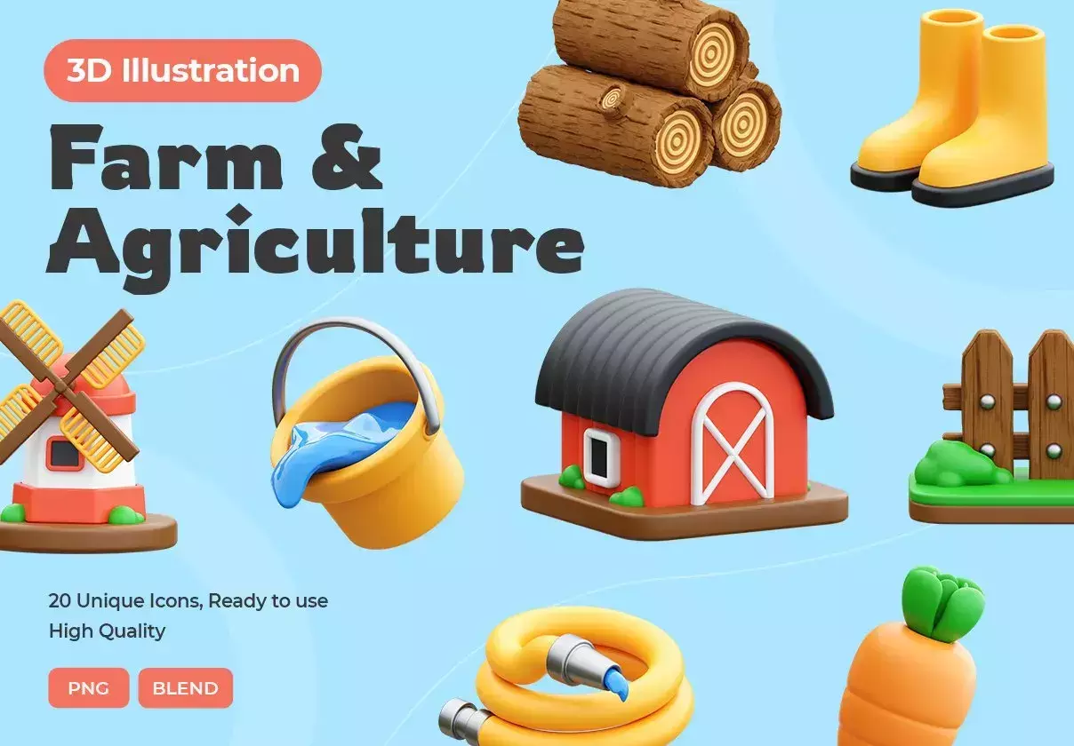 Farm & Agriculture 3D Icons