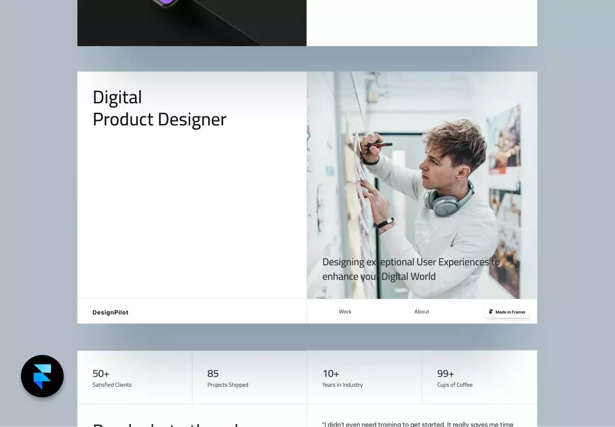 DesignPilot - Clean Portfolio Framer Template