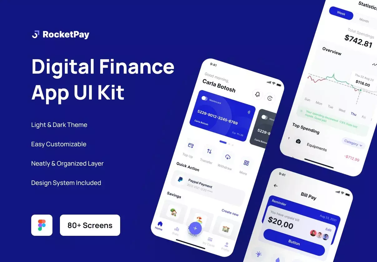 RocketPay - Finance Mobile App UI Kit