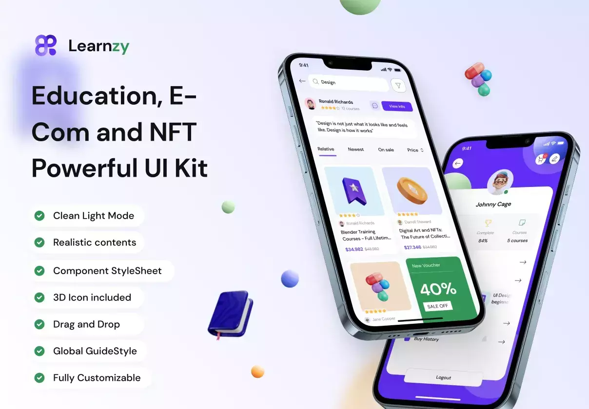 Learnzy - Education, E-Commerce and NFT Powerful UI Kit