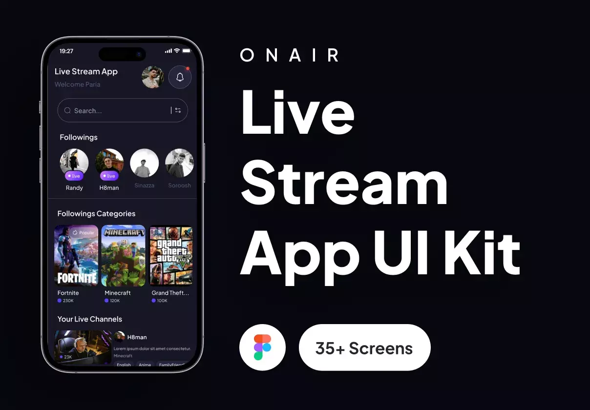 ONAIR - Live Stream App UI Kit