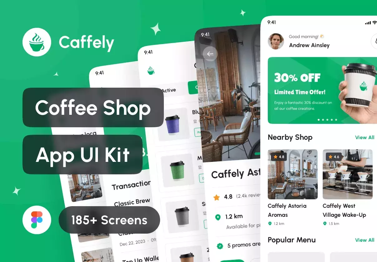 Caffely - Coffee Shop App UI Kit