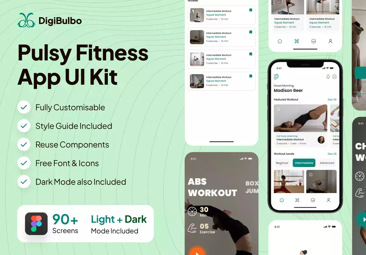 Pulsy - Fitness & Workout App UI Kit