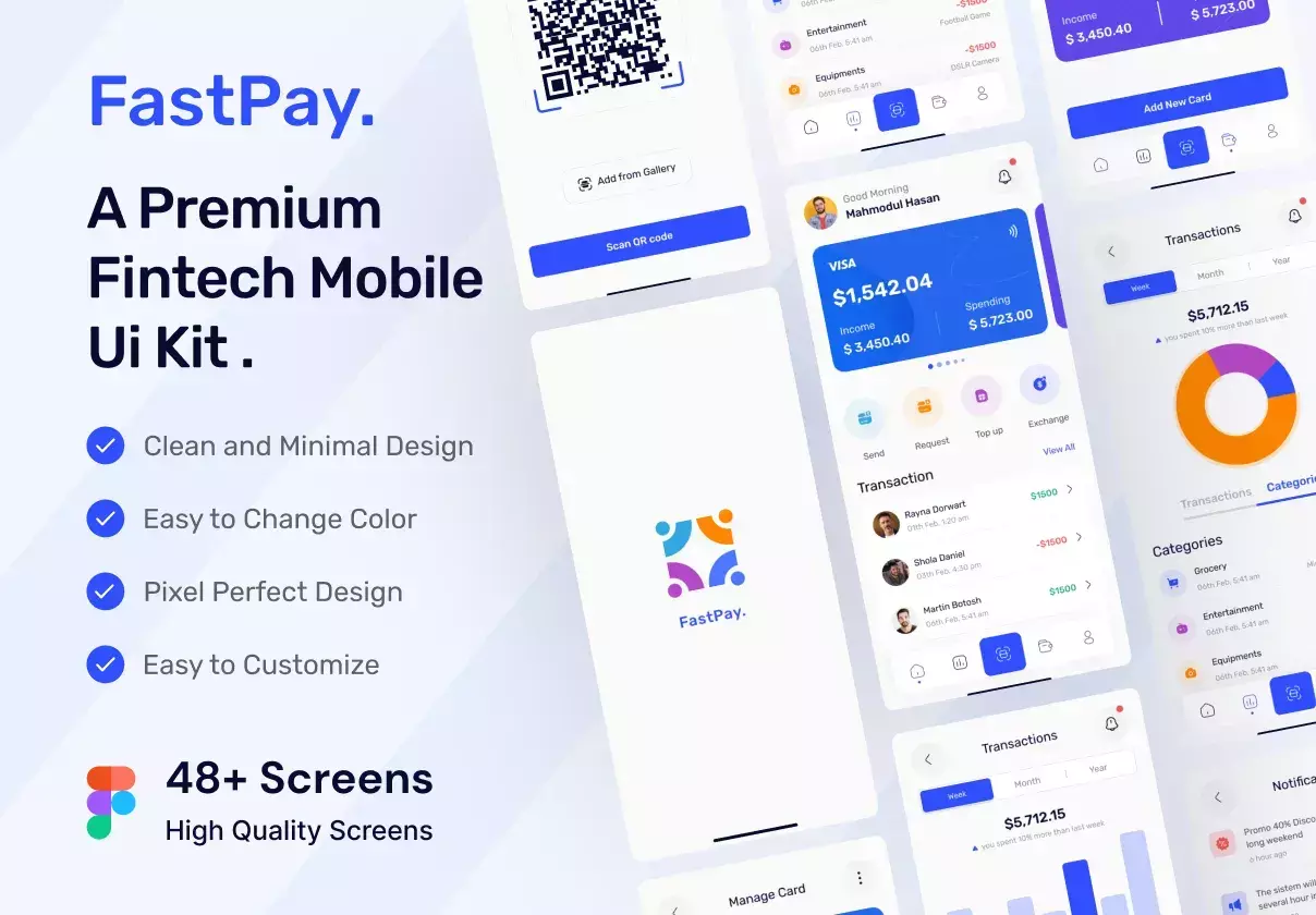 Fastpay - Fintech Finance Mobile App UI Kit