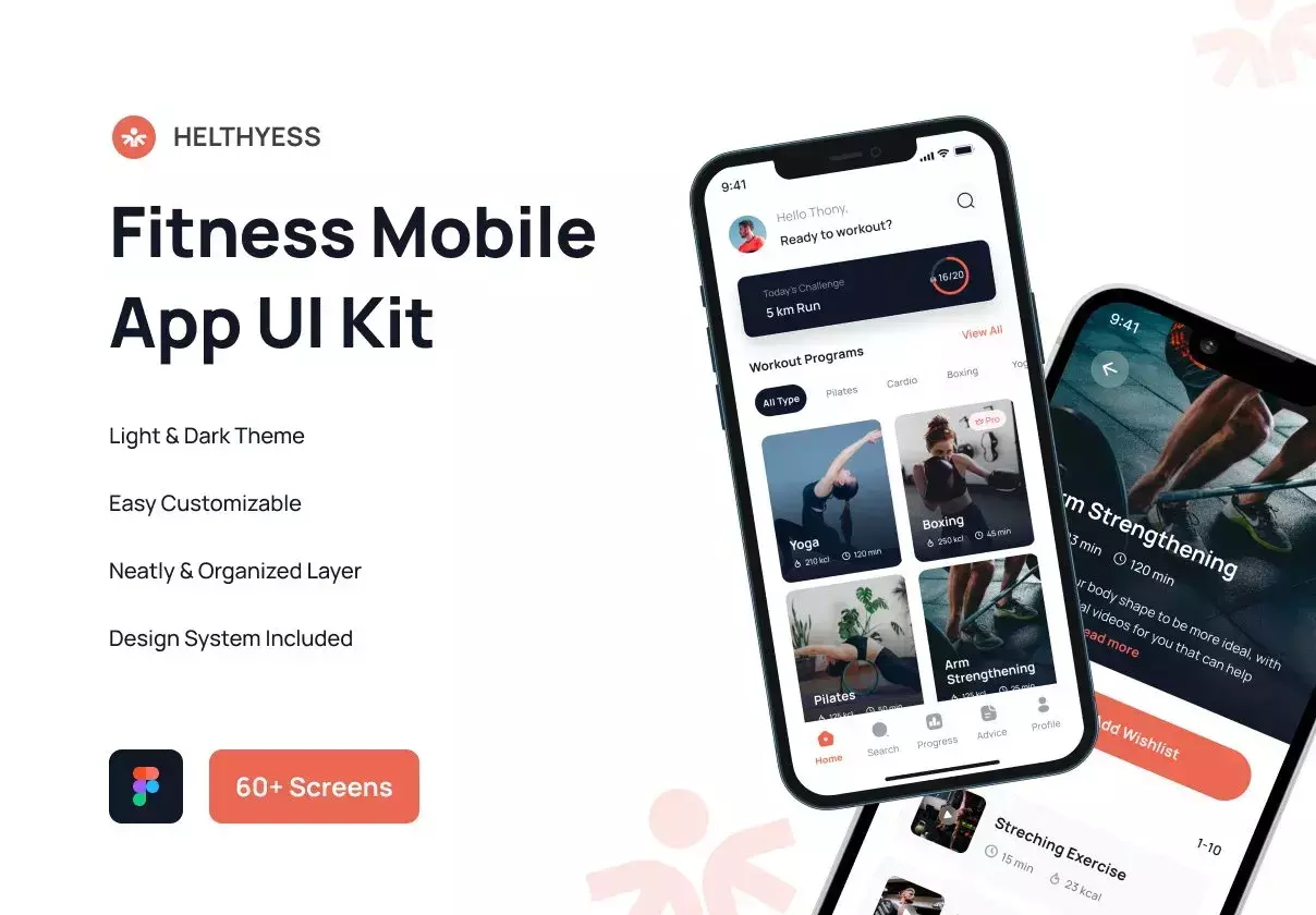 Helthyess - Fitness Mobile App UI Kit