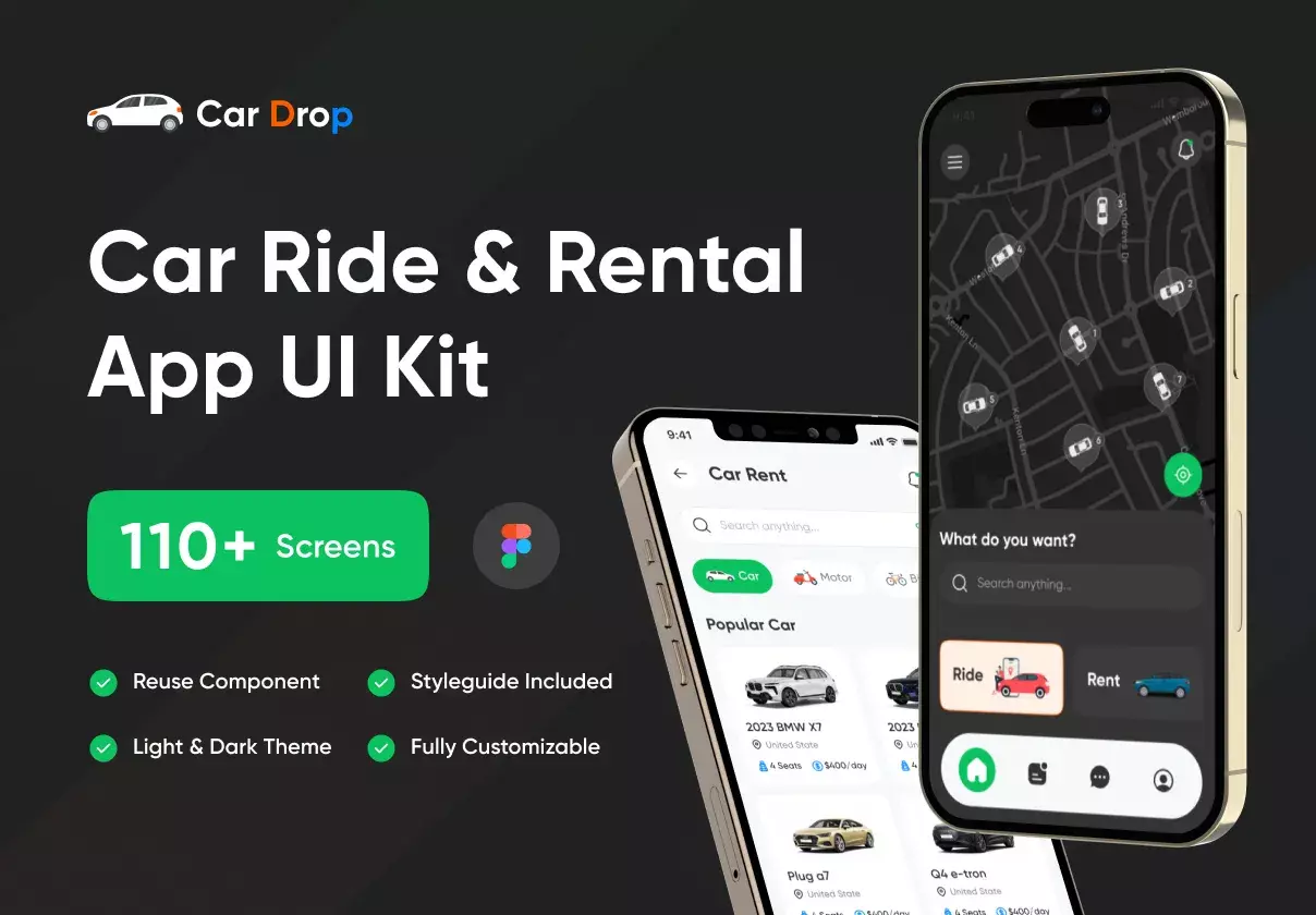 Car Ride & Rental App UI Kit