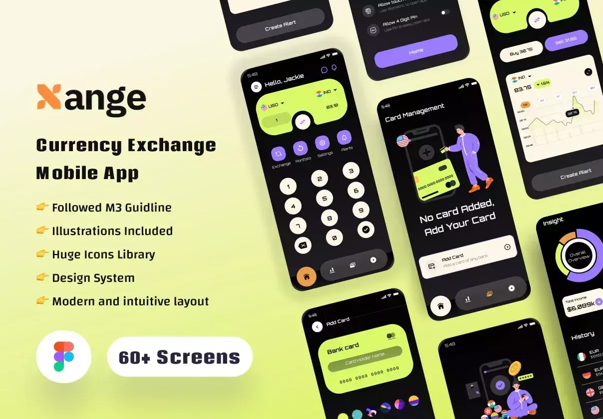 Xange currency exchange app Ui kit