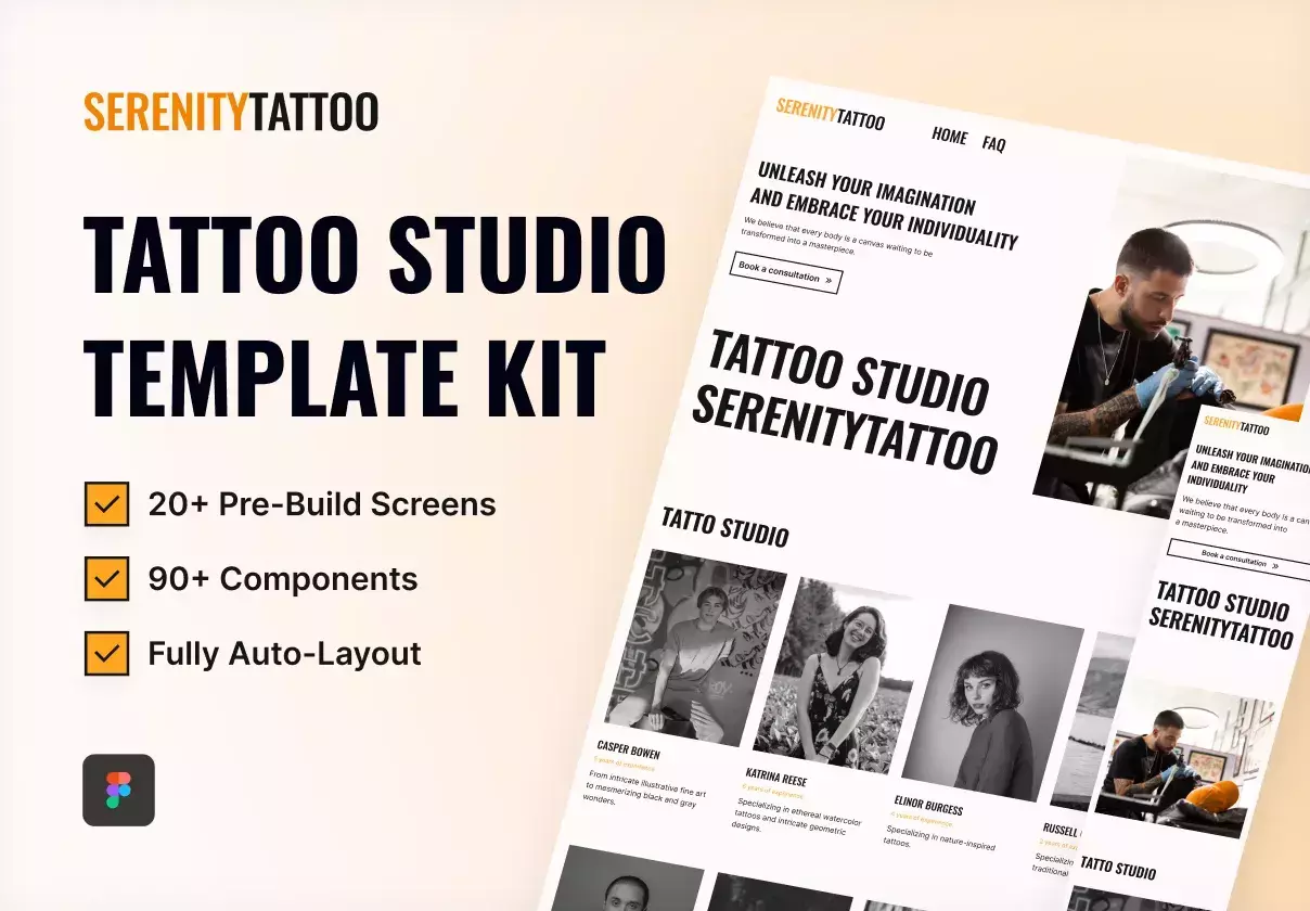 SerenityTattoo - Tattoo Studio Template & UI Kit