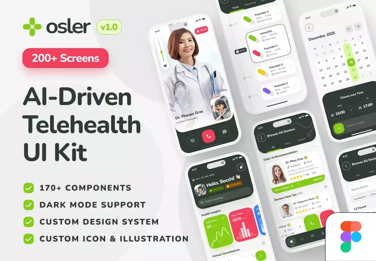 osler UI Kit: AI Telehealth & Telemedicine App