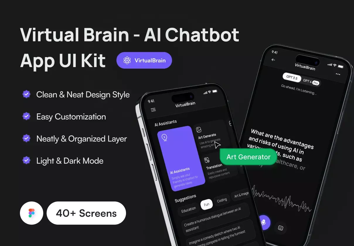 Virtual Brain | AI Chatbot  App UI Kit