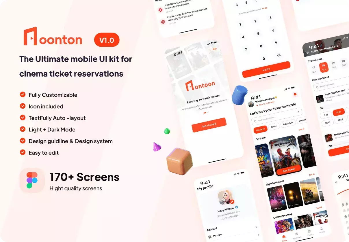 Noonton - Movie Ticket Booking App UI Kit