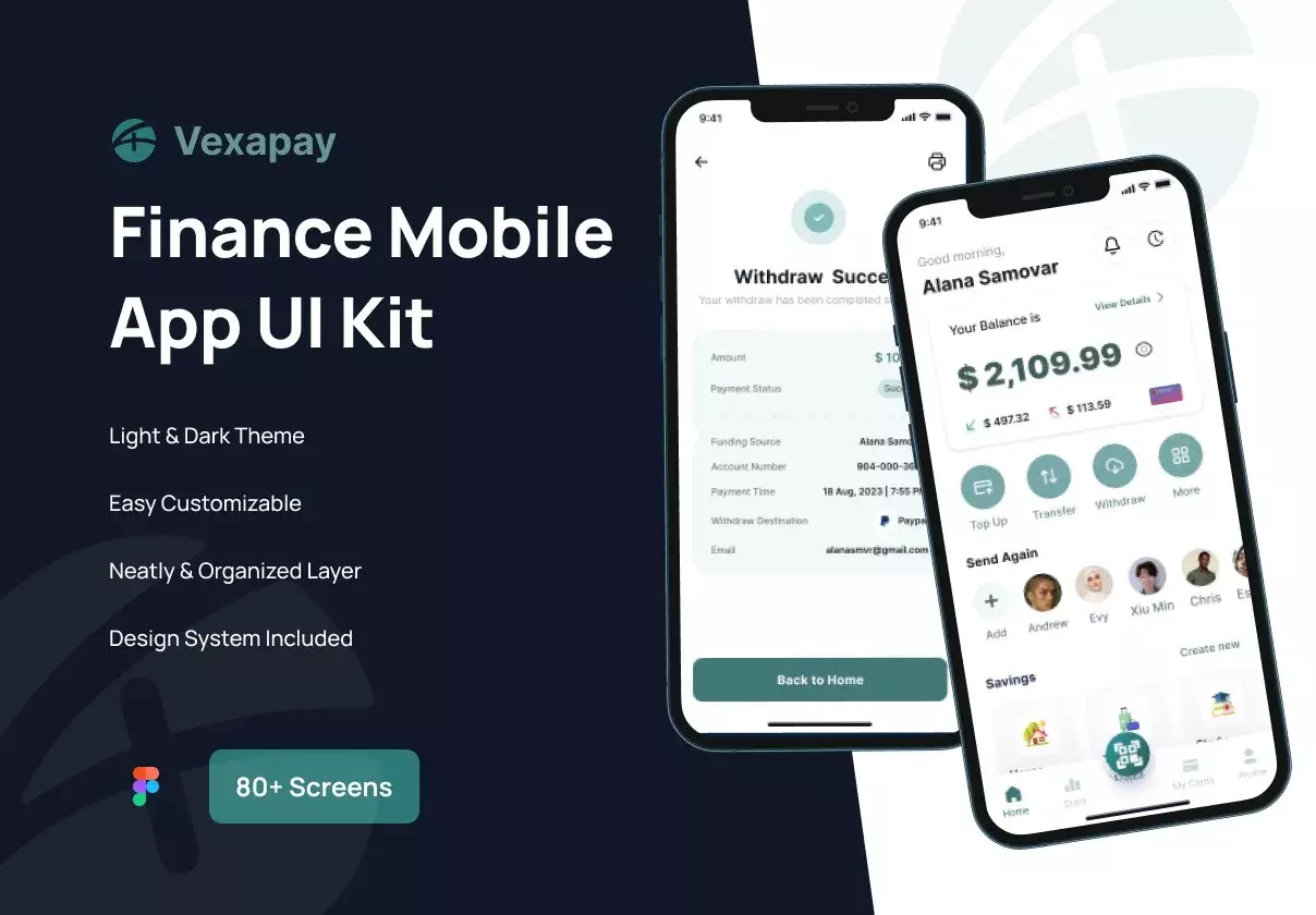 Vexapay - Finance Mobile App UI Kit