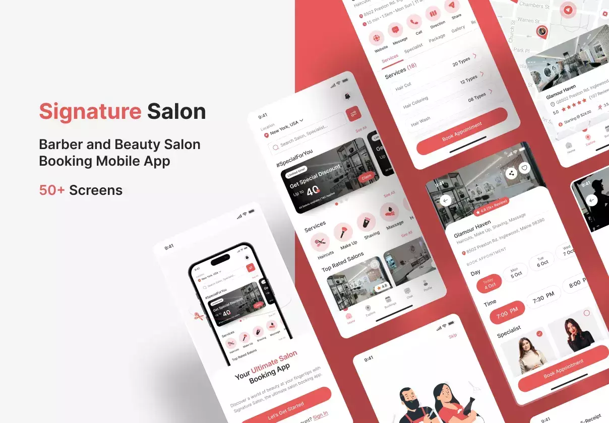 Beauty & Barber Salon Mobile App UI Kit