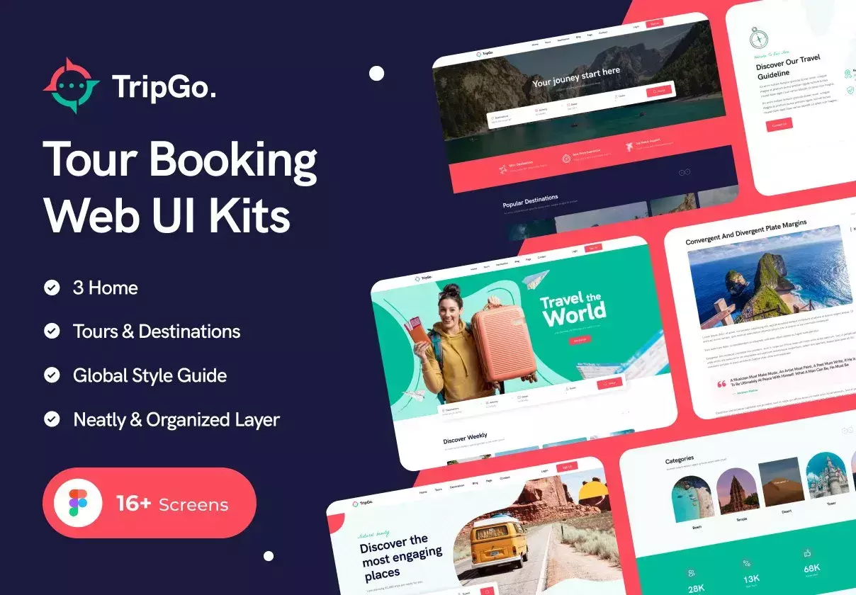 Tripgo - Modern & Creative Tour Booking Figma Theme