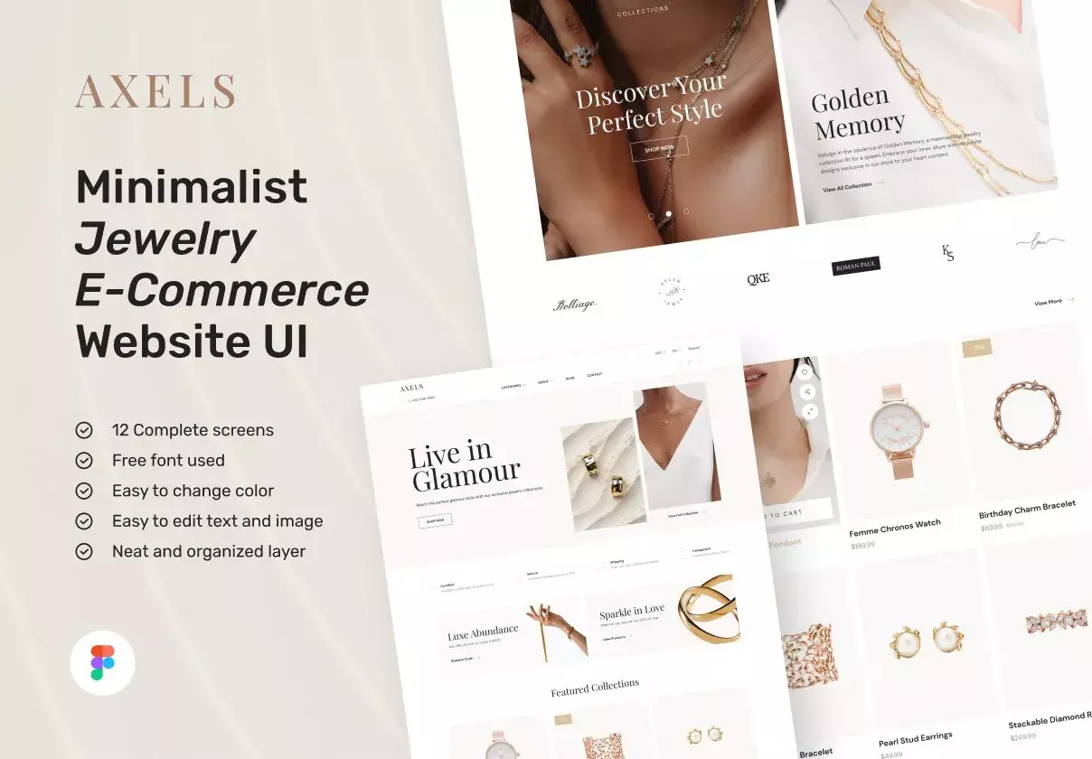 Axels – Jewelry E-Commerce Website UI Figma Template