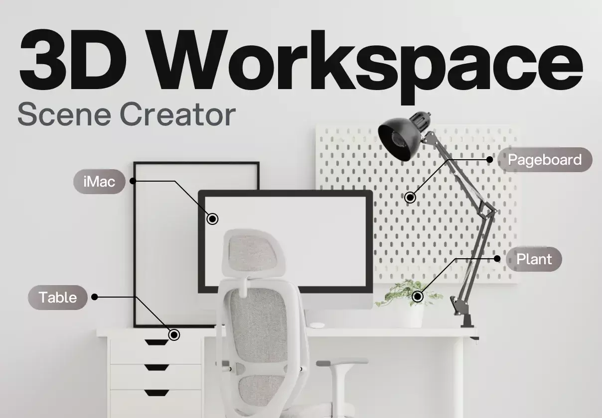 Build your custom 3D Workspace for websites, mobile apps, and any design prototype with semi-realistic objects