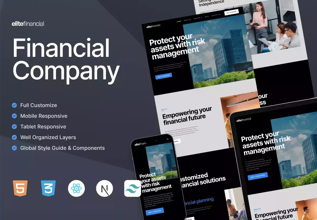 Production ready template for financial companies.