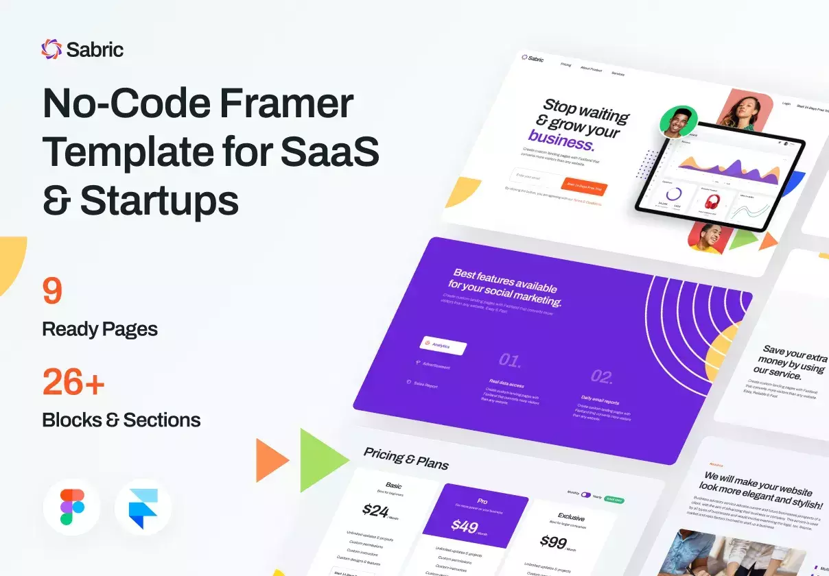 Beautifully crafted Framer SaaS & Startup template with 9 unique pages.