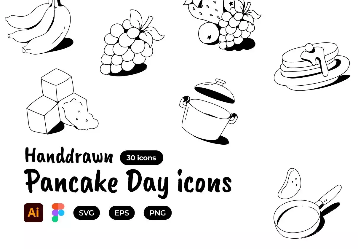 Pancake Day Hand Drawn Icon Set