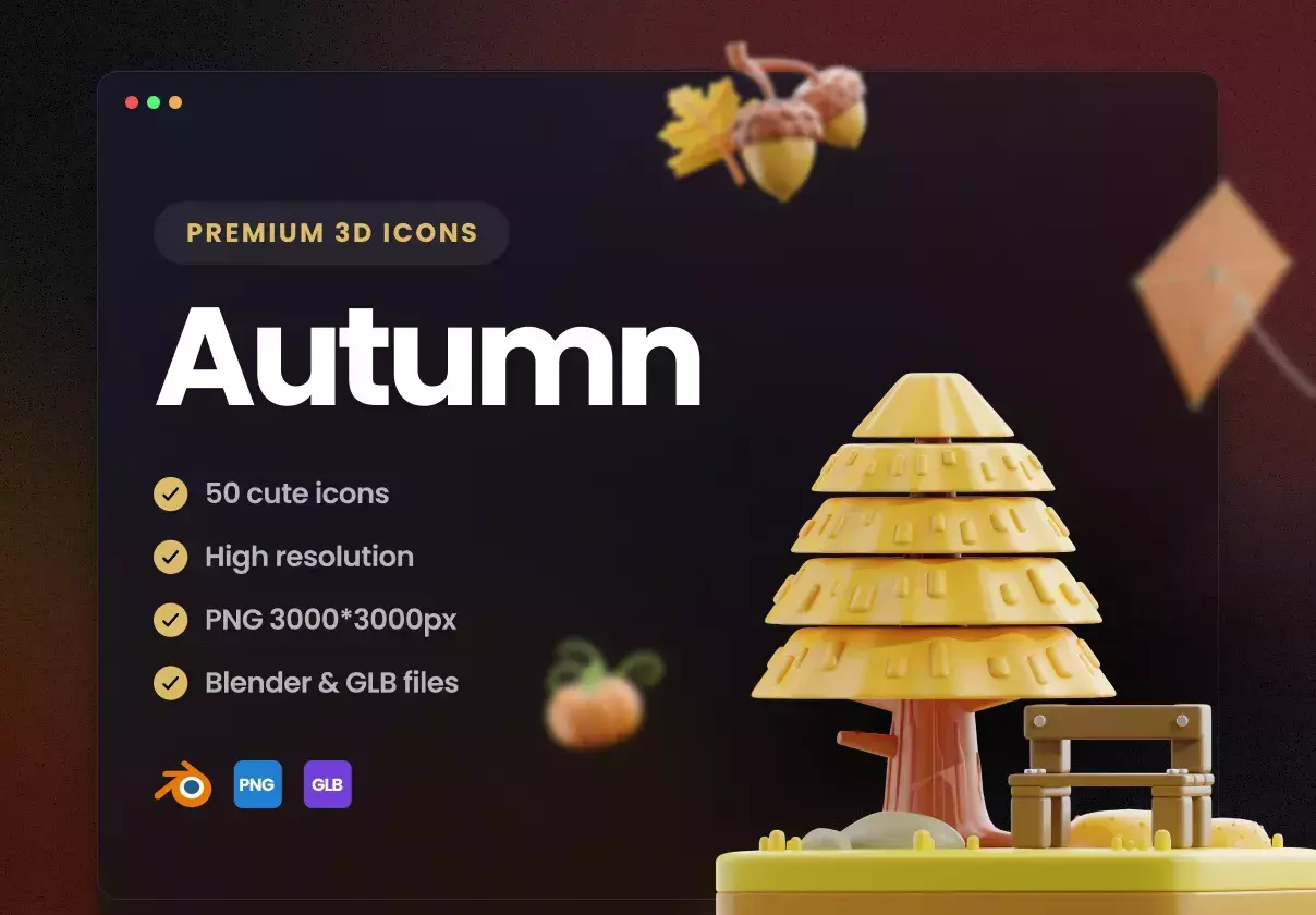 3D Autumn Icons