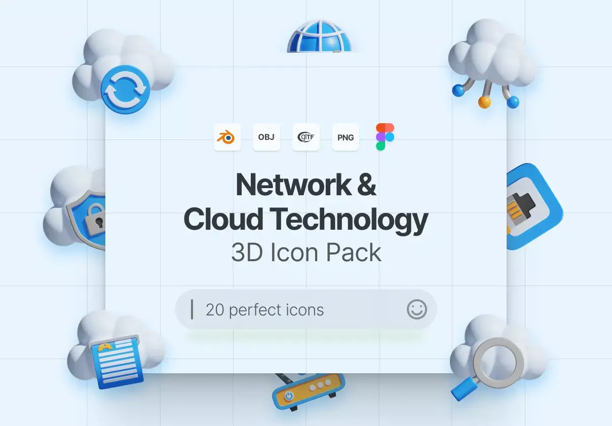 Network & Cloud Technology 3D Icon