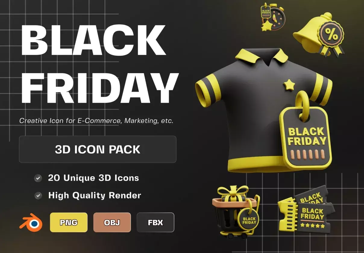 Black Friday 3D Icon Pack