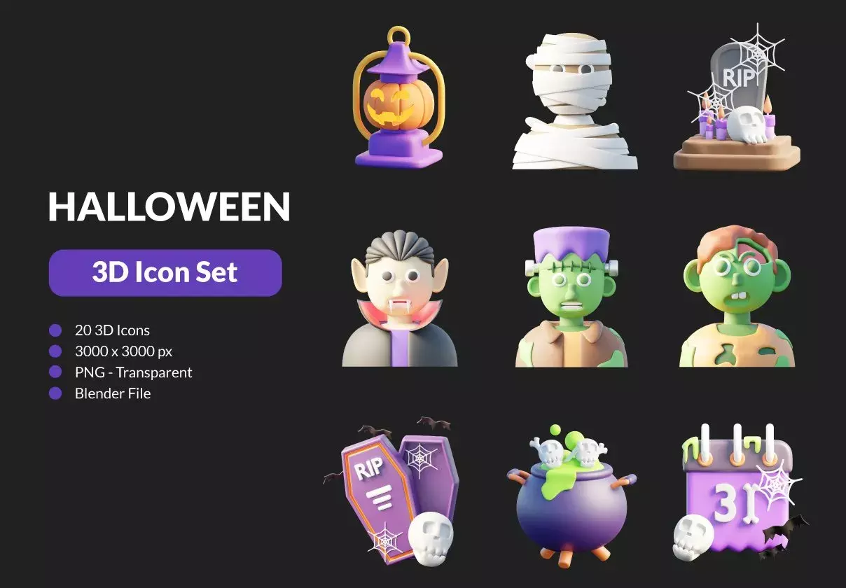 3D Halloween Icons