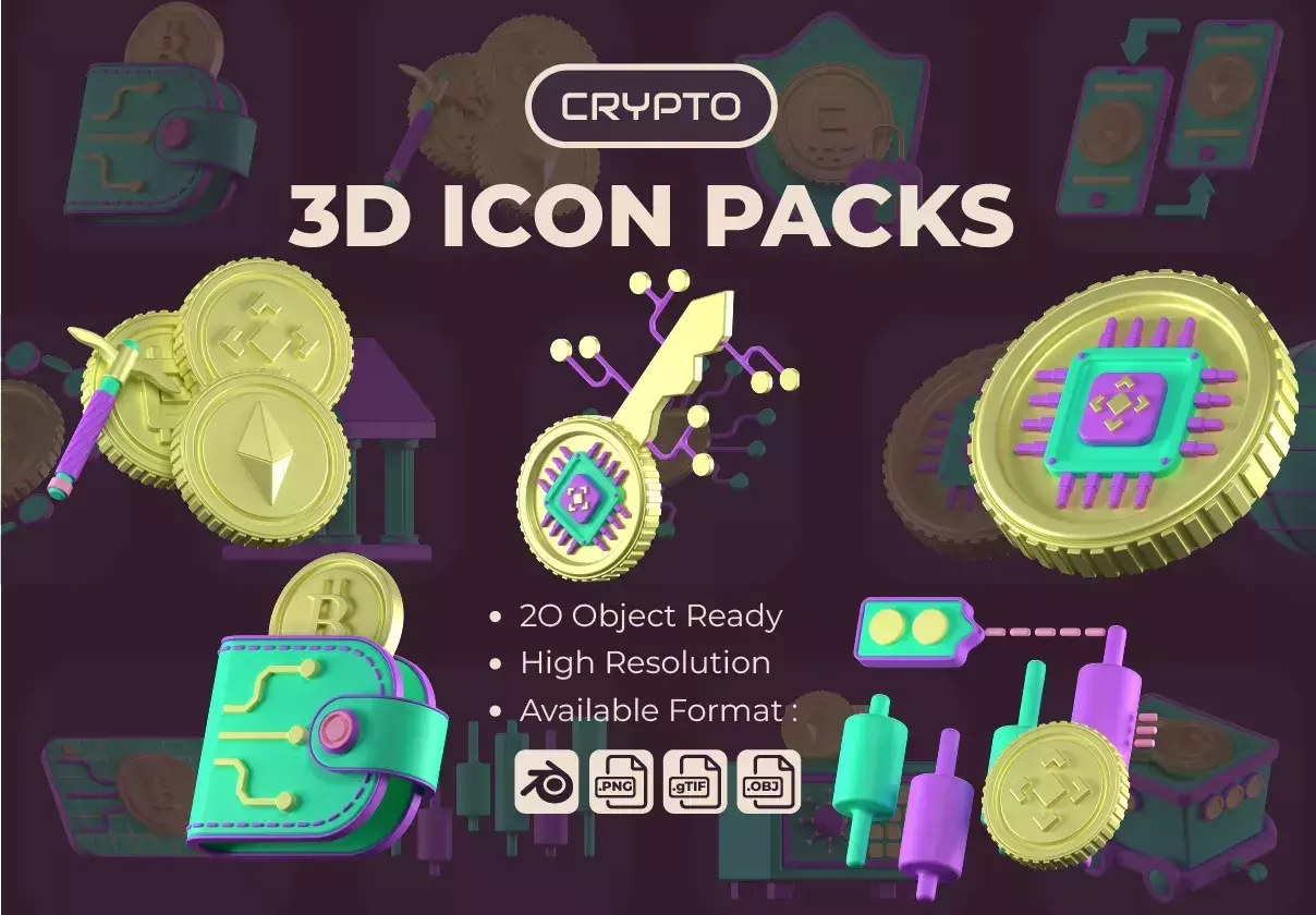 3D Crypto Icon Packs