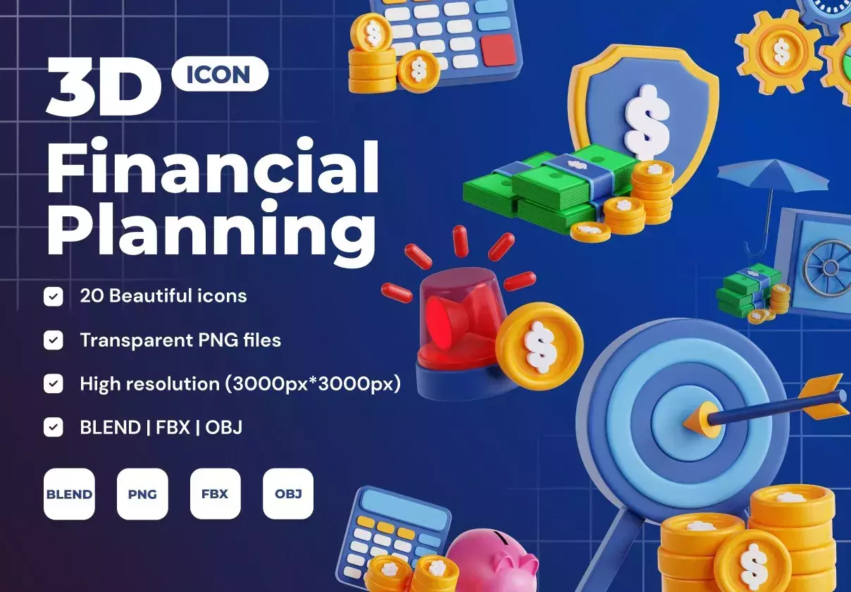 Financial Planning 3D Icon Set