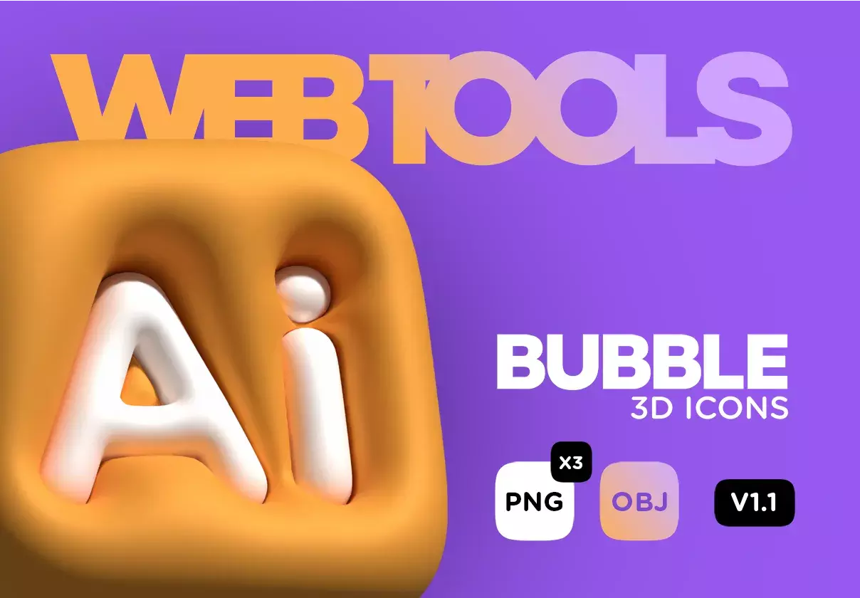 3D Bubble Pack - Web tools icons - OBJ