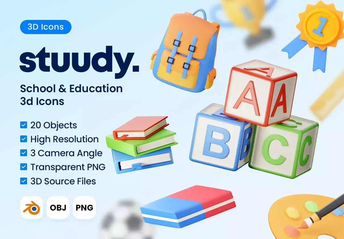 Stuudy School & Education 3D Icons