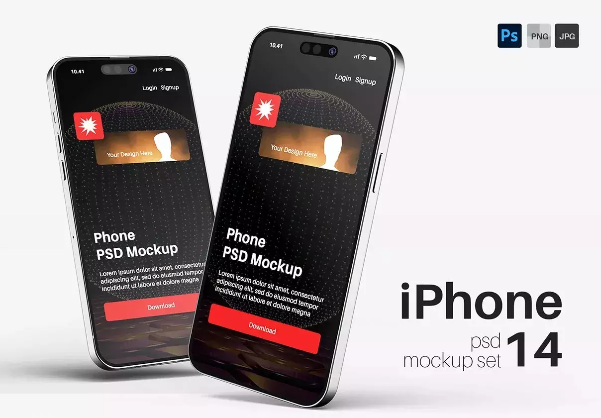 iPhone 14 Pro Max PSD Mockup Set