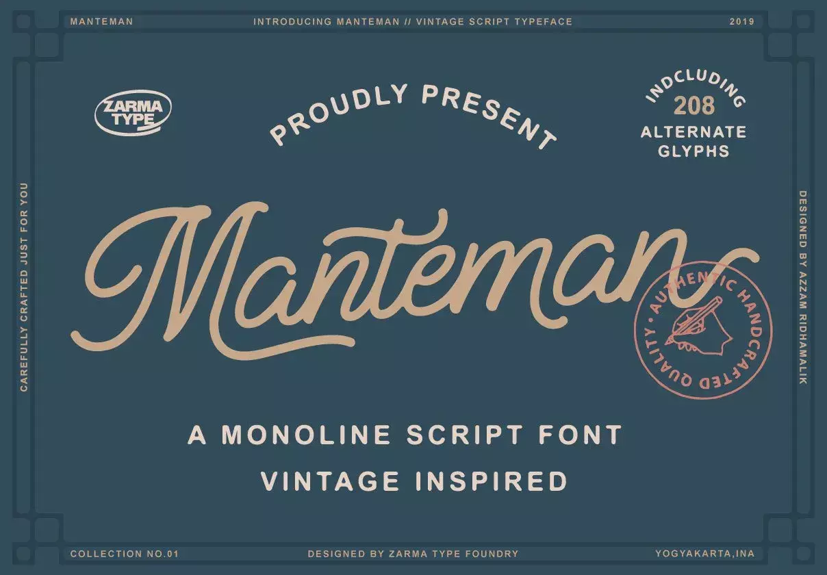 Manteman - Monoline Script Font