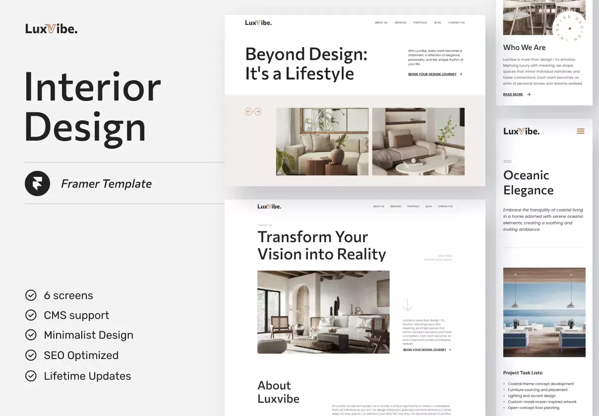 Luxvibe - Interior Design Website Framer Template