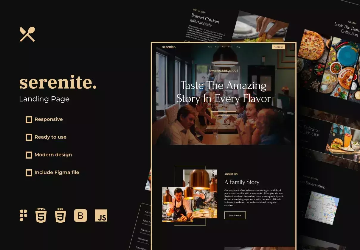 Restaurant Landing Page - Serenite